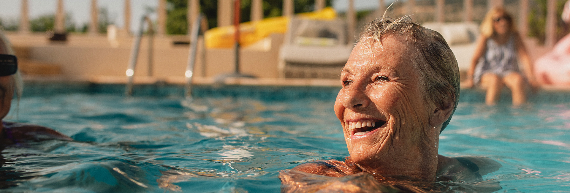 Woman in a swimming pool. 