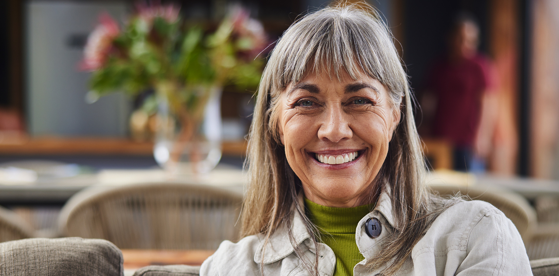 Senior woman smiling at you. 