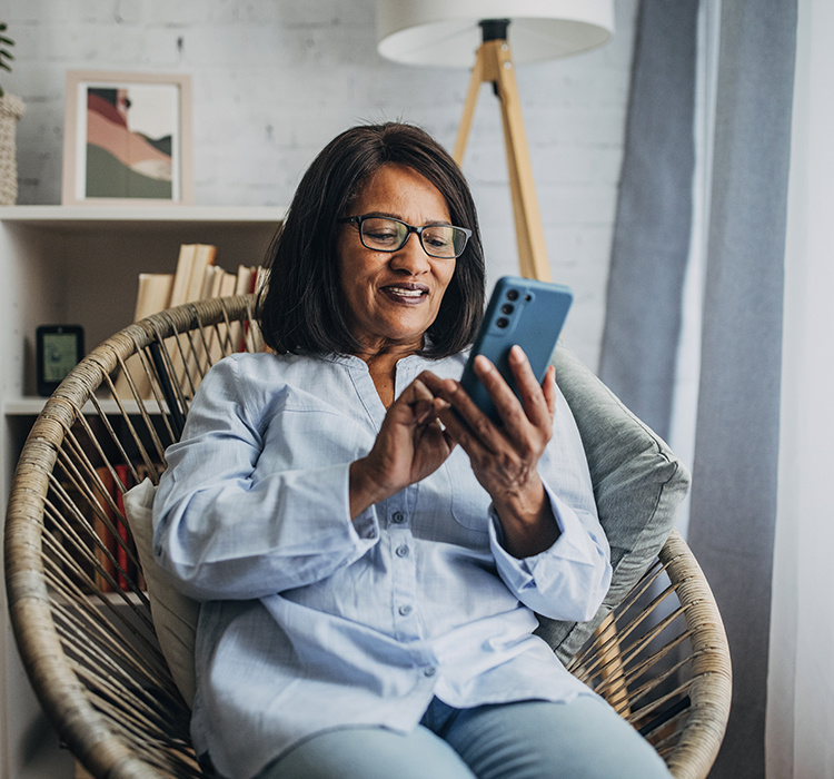 Older woman on her phone. 